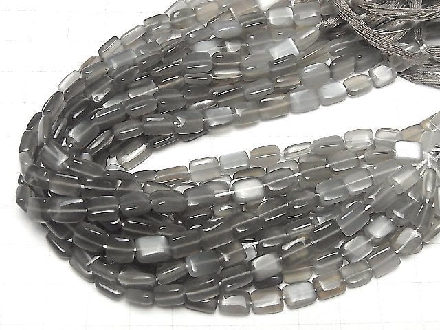 [Video]High Quality Gray Moonstone AAA- Rectangle 1strand beads (aprx.7inch/18cm)