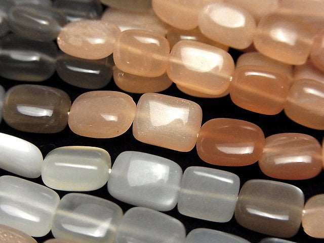 [Video]High Quality Multicolor Moonstone AAA- Square-Rectangle 1strand beads (aprx.7inch/18cm)