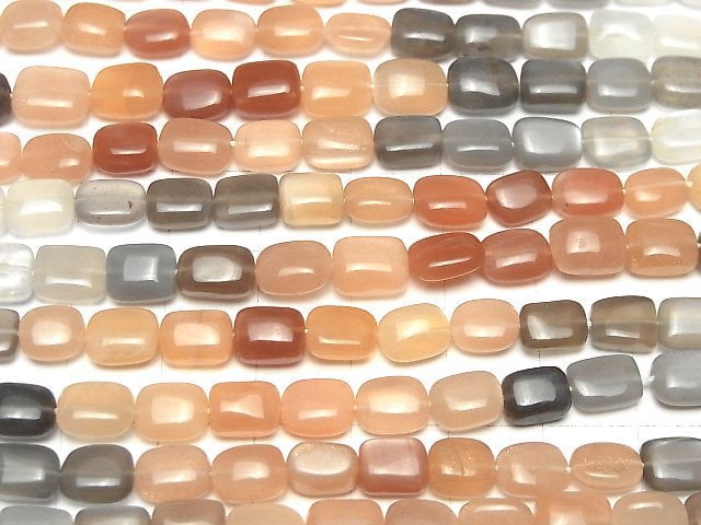 [Video]High Quality Multicolor Moonstone AAA- Square-Rectangle 1strand beads (aprx.7inch/18cm)