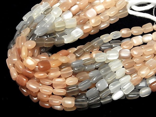 [Video]High Quality Multicolor Moonstone AAA- Square-Rectangle 1strand beads (aprx.7inch/18cm)