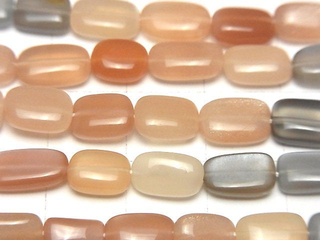 [Video]High Quality Multicolor Moonstone AAA- Rectangle 1strand beads (aprx.7inch/18cm)