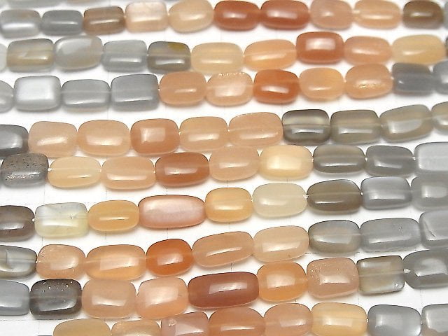 [Video]High Quality Multicolor Moonstone AAA- Rectangle 1strand beads (aprx.7inch/18cm)