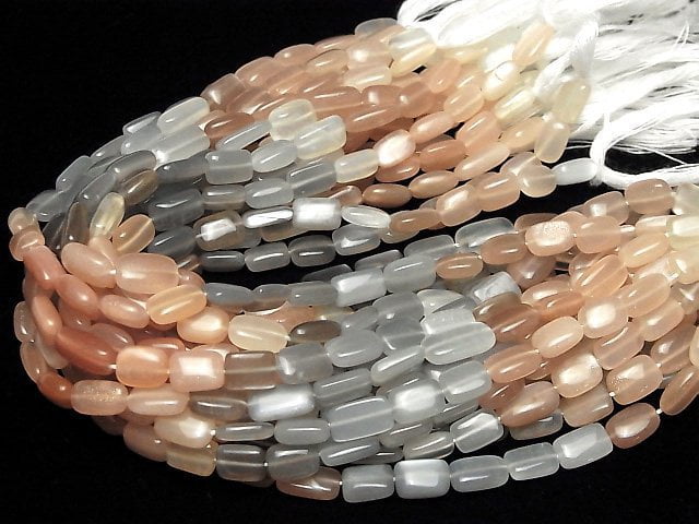 [Video]High Quality Multicolor Moonstone AAA- Rectangle 1strand beads (aprx.7inch/18cm)