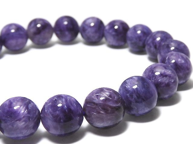 [Video][One of a kind] Charoite AAA Round 10mm Bracelet NO.2