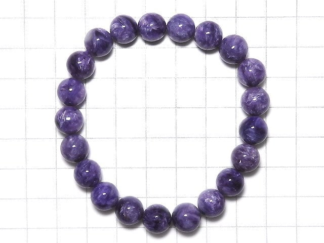 [Video][One of a kind] Charoite AAA Round 10mm Bracelet NO.3