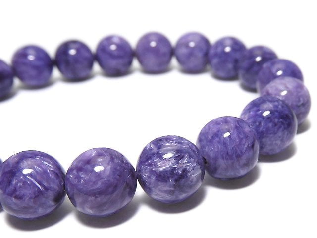 [Video][One of a kind] Charoite AAA Round 10.5mm Bracelet NO.6