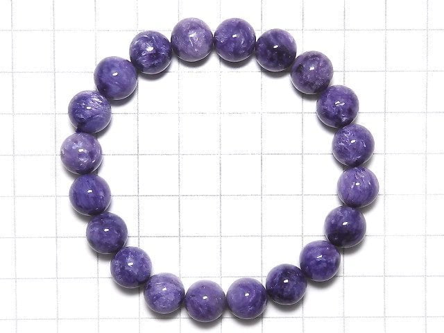 [Video][One of a kind] Charoite AAA Round 10.5mm Bracelet NO.7