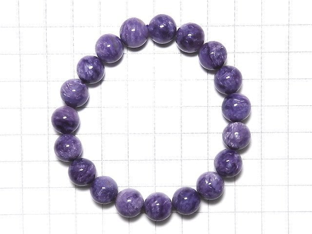 [Video][One of a kind] Charoite AAA Round 10.5mm Bracelet NO.8