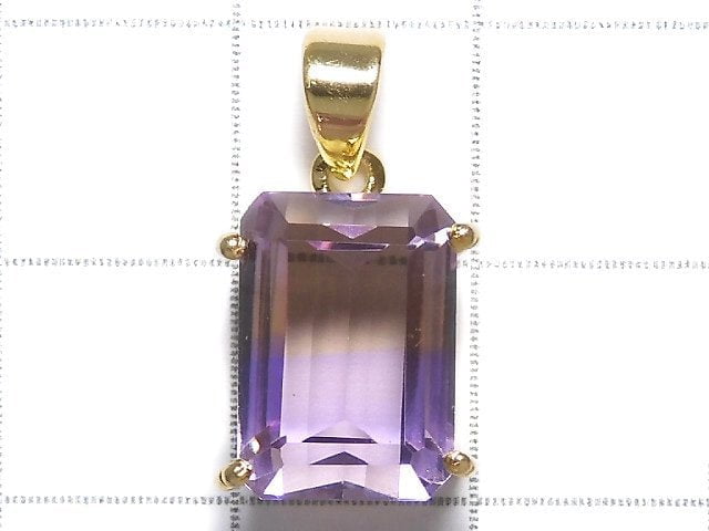 [Video][One of a kind] High Quality Ametrine AAA Faceted Pendant 18KGP NO.94