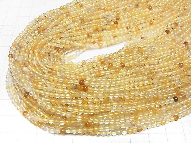 [Video] Yellow Hematite Quartz Round 3mm 1strand beads (aprx.15inch/37cm)