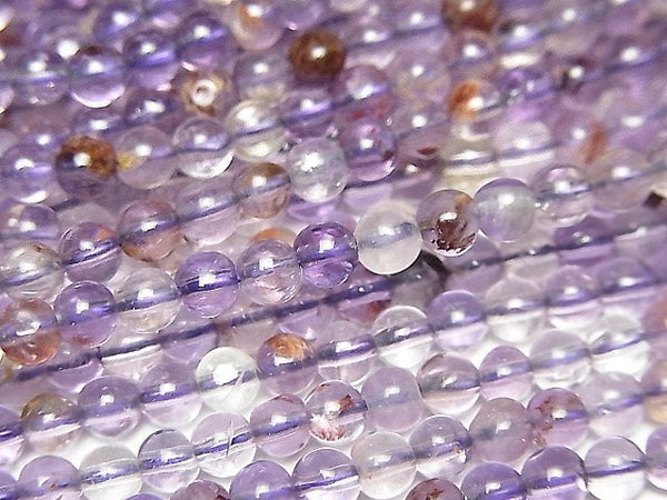 [Video]Cacoxenite in Quartz Round 4mm Amethyst color 1strand beads (aprx.15inch/38cm)