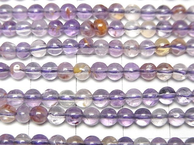 [Video]Cacoxenite in Quartz Round 4mm Amethyst color 1strand beads (aprx.15inch/38cm)