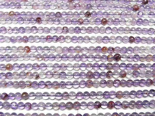 [Video]Cacoxenite in Quartz Round 4mm Amethyst color 1strand beads (aprx.15inch/38cm)