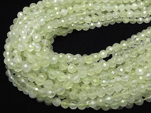 [Video]High Quality! Prehnite AAA- Faceted Round 6mm 1strand beads (aprx.15inch/36cm)