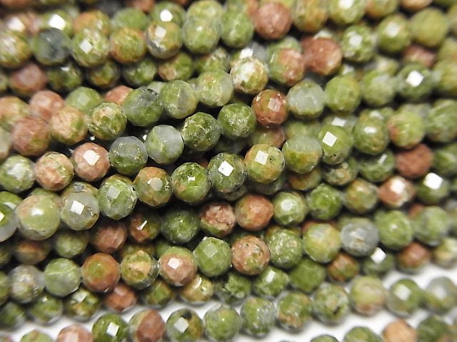 [Video]High Quality! Unakite Faceted Round 3mm 1strand beads (aprx.15inch/37cm)