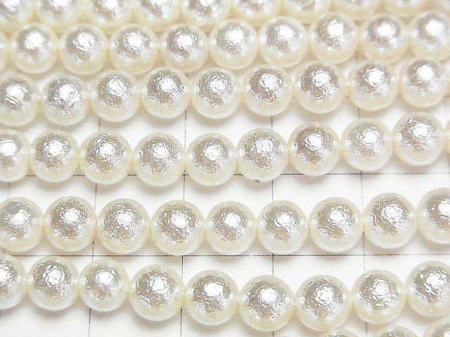 [Video]Shell Pearl (Sugar Pearl) Off-White Round 6mm 1strand beads (aprx.15inch/38cm)