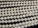 [Video]Shell Pearl (Sugar Pearl) Off-White Round 8mm 1strand beads (aprx.15inch/38cm)