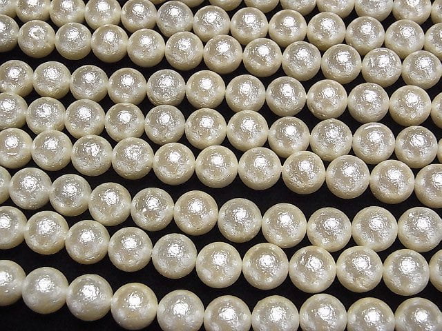 [Video]Shell Pearl (Sugar Pearl) Off-White Round 10mm 1strand beads (aprx.15inch/38cm)