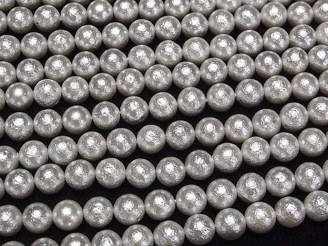[Video]Shell Pearl (Sugar Pearl) Silver Round 8mm 1strand beads (aprx.15inch/38cm)