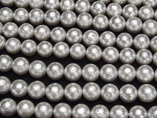 [Video]Shell Pearl (Sugar Pearl) Silver Round 10mm 1strand beads (aprx.15inch/38cm)