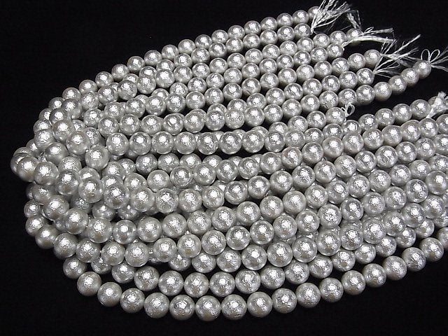 [Video]Shell Pearl (Sugar Pearl) Silver Round 10mm 1strand beads (aprx.15inch/38cm)