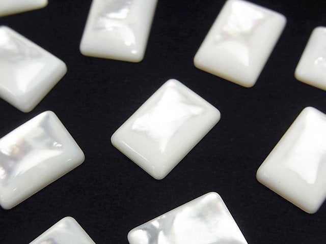 [Video] High Quality White Shell (Silver-lip Oyster) AAA Rectangle Cabochon 14x10mm 3pcs