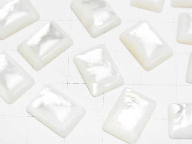 [Video] High Quality White Shell (Silver-lip Oyster) AAA Rectangle Cabochon 14x10mm 3pcs