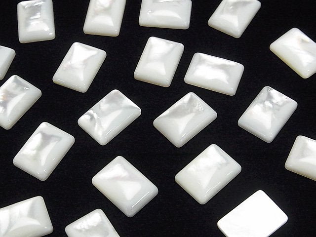 [Video] High Quality White Shell (Silver-lip Oyster) AAA Rectangle Cabochon 14x10mm 3pcs