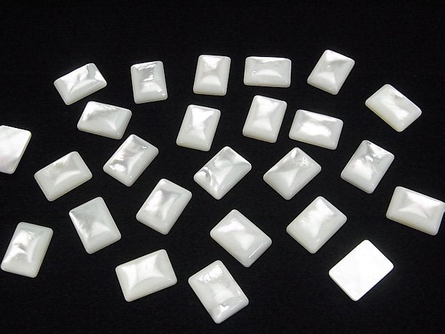 [Video] High Quality White Shell (Silver-lip Oyster) AAA Rectangle Cabochon 14x10mm 3pcs