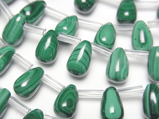 [Video]Malachite AAA Drop (Smooth) 9x6mm 1strand beads (aprx.7inch/18cm)