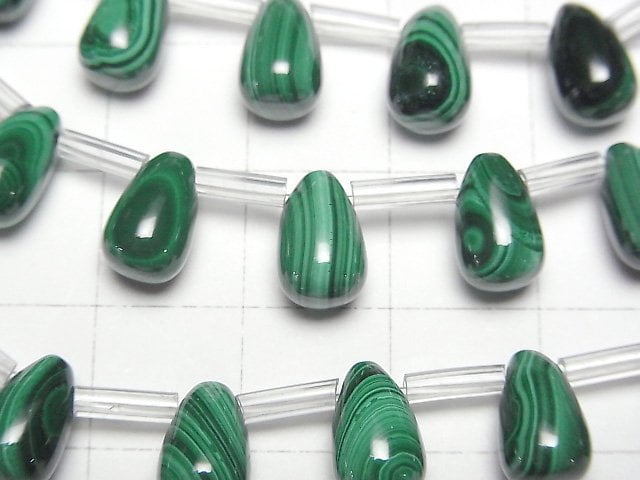 [Video]Malachite AAA Drop (Smooth) 9x6mm 1strand beads (aprx.7inch/18cm)