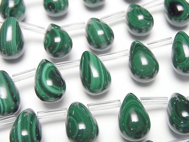 [Video] Malachite AAA Drop (Smooth) 12x8mm half or 1strand beads (aprx.7inch/18cm)