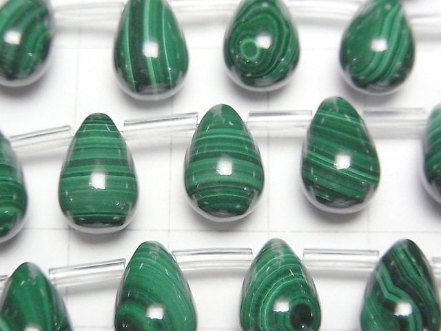 [Video] Malachite AAA Drop (Smooth) 12x8mm half or 1strand beads (aprx.7inch/18cm)