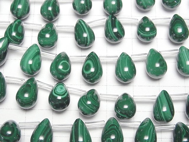 [Video] Malachite AAA Drop (Smooth) 12x8mm half or 1strand beads (aprx.7inch/18cm)