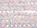 [Video] Lampwork Beads Round 12mm [Multicolor Flower x White] 1/4 or 1strand beads (aprx.13inch/32cm)