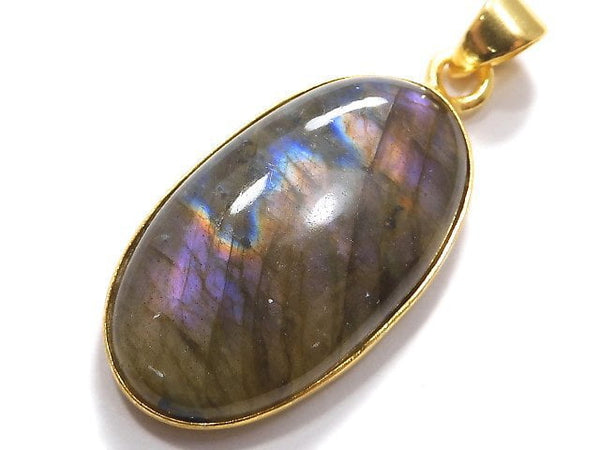 [Video][One of a kind] Labradorite AAA Pendant 18KGP NO.217