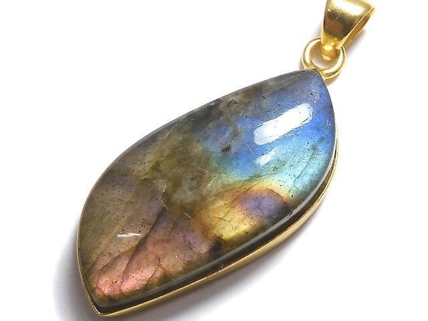 [Video][One of a kind] Labradorite AAA Pendant 18KGP NO.219