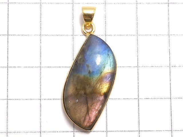 [Video][One of a kind] Labradorite AAA Pendant 18KGP NO.219