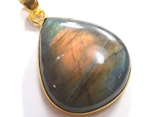 [Video][One of a kind] Labradorite AAA Pendant 18KGP NO.223