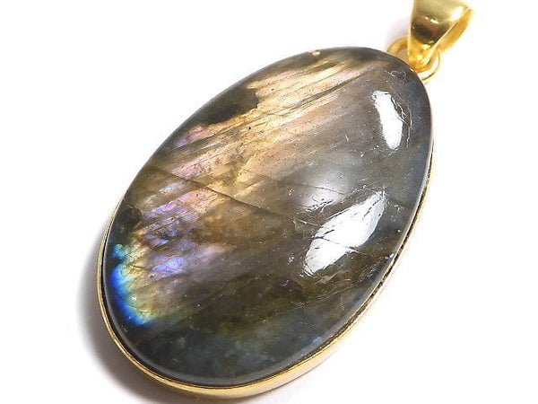 [Video][One of a kind] Labradorite AAA Pendant 18KGP NO.224