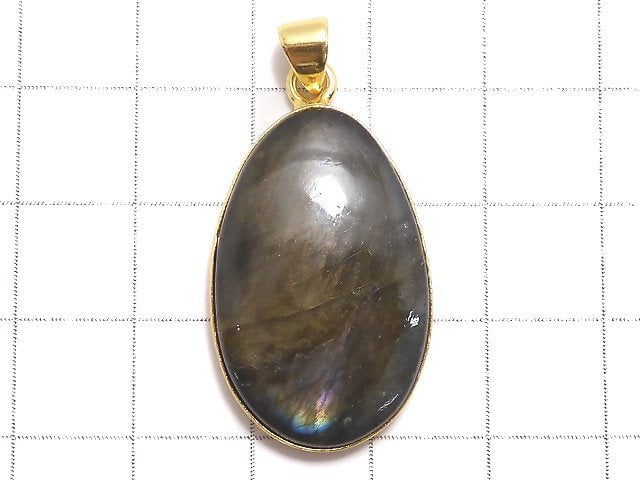 [Video][One of a kind] Labradorite AAA Pendant 18KGP NO.224