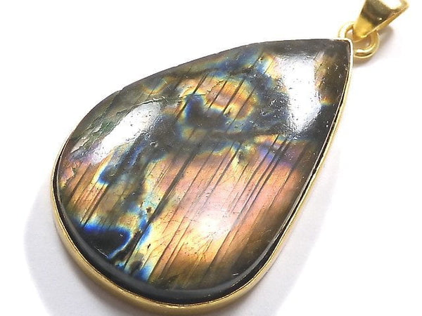 [Video][One of a kind] Labradorite AAA Pendant 18KGP NO.227