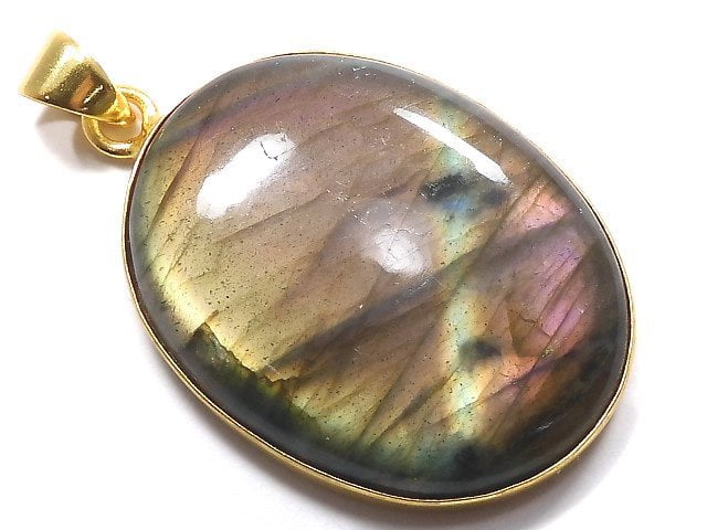 [Video][One of a kind] Labradorite AAA Pendant 18KGP NO.228