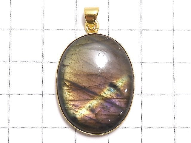 [Video][One of a kind] Labradorite AAA Pendant 18KGP NO.228