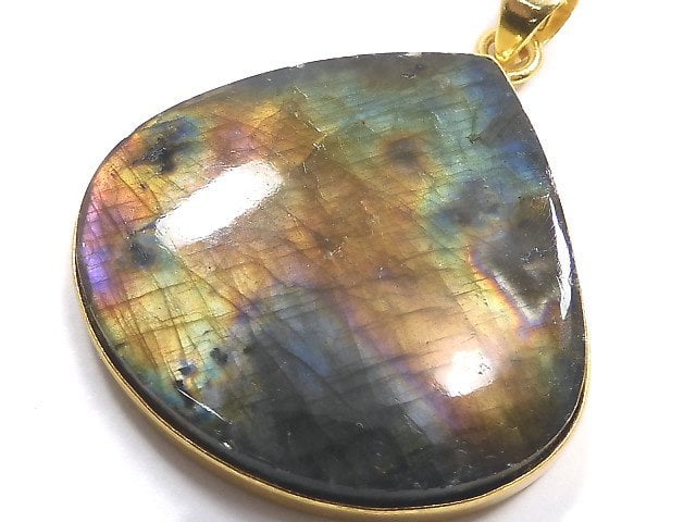 [Video][One of a kind] Labradorite AAA Pendant 18KGP NO.229