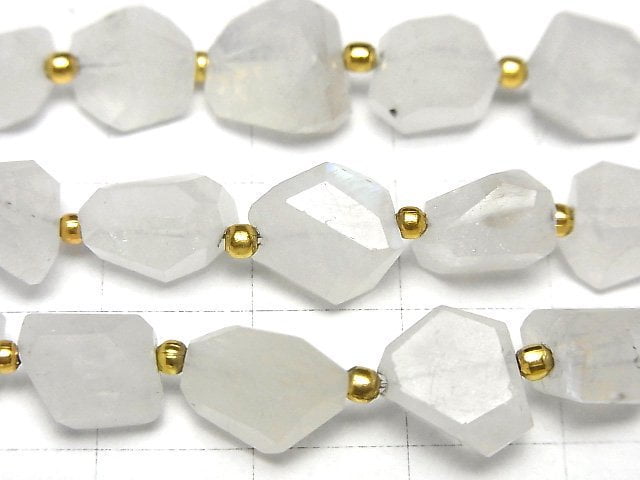 [Video] Rainbow Moonstone AA++ Faceted Nugget 1strand beads (aprx.9inch/22cm)