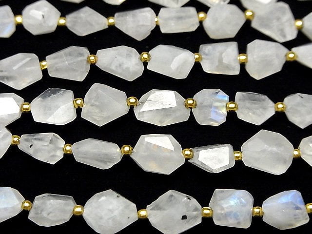 [Video] Rainbow Moonstone AA++ Faceted Nugget 1strand beads (aprx.9inch/22cm)