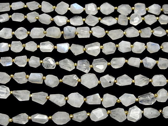 [Video] Rainbow Moonstone AA++ Faceted Nugget 1strand beads (aprx.9inch/22cm)