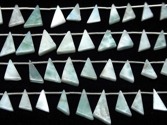 Larimar Pectolite AA++ Flat Triangle half or 1strand beads (aprx.7inch/17cm)