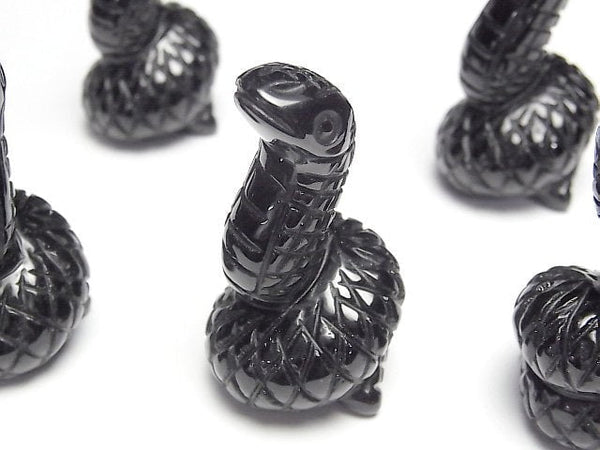 [Video] Black Obsidian Snake Motif 49x28mm [Undrilled] 1pc